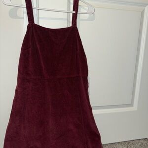 American Eagle Corduroy Pinafore Dress | Burgundy | Size Medium